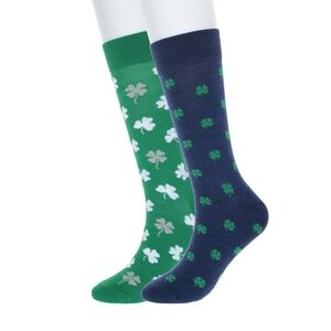 Twisted Toes Men's 2-Pk Shamrock Novelty Socks Green/Blue Size 8 - 13